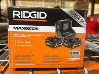 RIDGID 18V Lithium-Ion (2) 4.0 Ah Battery Starter Kit with Charger and Bag - $165