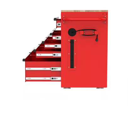 Husky Tool Storage 46 in. W Gloss Red Mobile Workbench Cabinet - $350