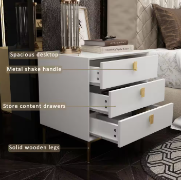 3-Drawer White Wooden Nightstand, Endtable, Dresser - $50