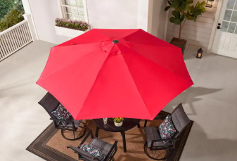 Hampton Bay 9 ft. Aluminum Market Crank and Tilt Patio Umbrella in Ruby - $55
