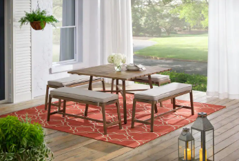 Walnut Cove 5-Piece Steel Outdoor Patio Dining Set with Putty Tan Cushions - $375