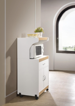 HODEDAH White Microwave Cart with Storage - $50