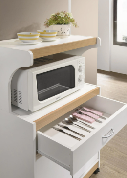 HODEDAH White Microwave Cart with Storage - $50