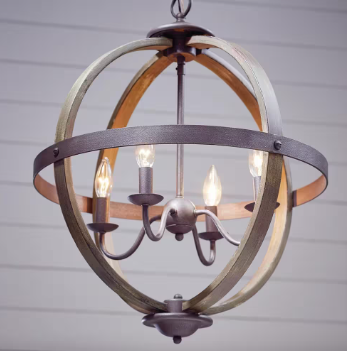 Keowee Collection 19.88 in. 4-Light Artisan Iron Orb Chandelier - $100