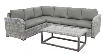 Forsyth 5-Piece Wicker Outdoor Sectional Seating Set with Gray Polyester Cushions - $1,500