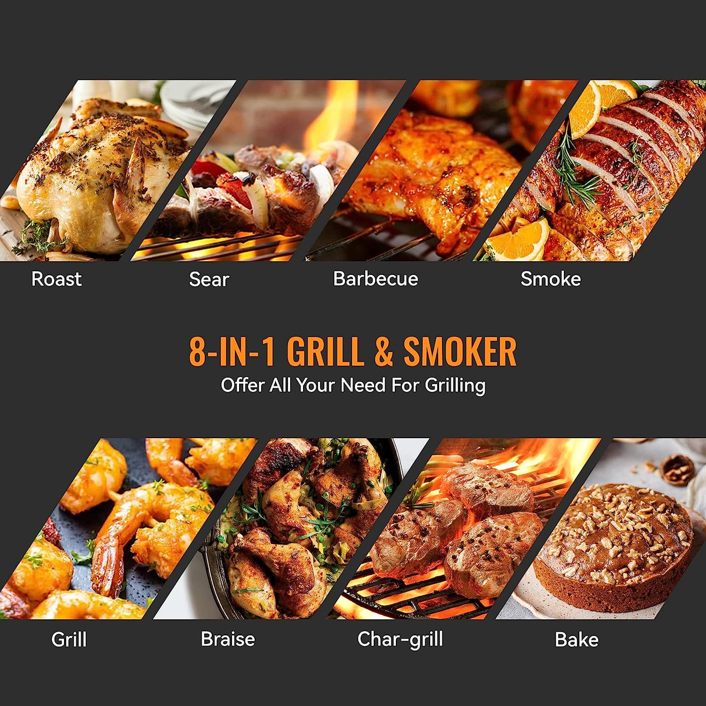Z GRILLS Wood Pellet Smoker Grill, 8 in 1 BBQ Grill for Outdoor Cooking - $315