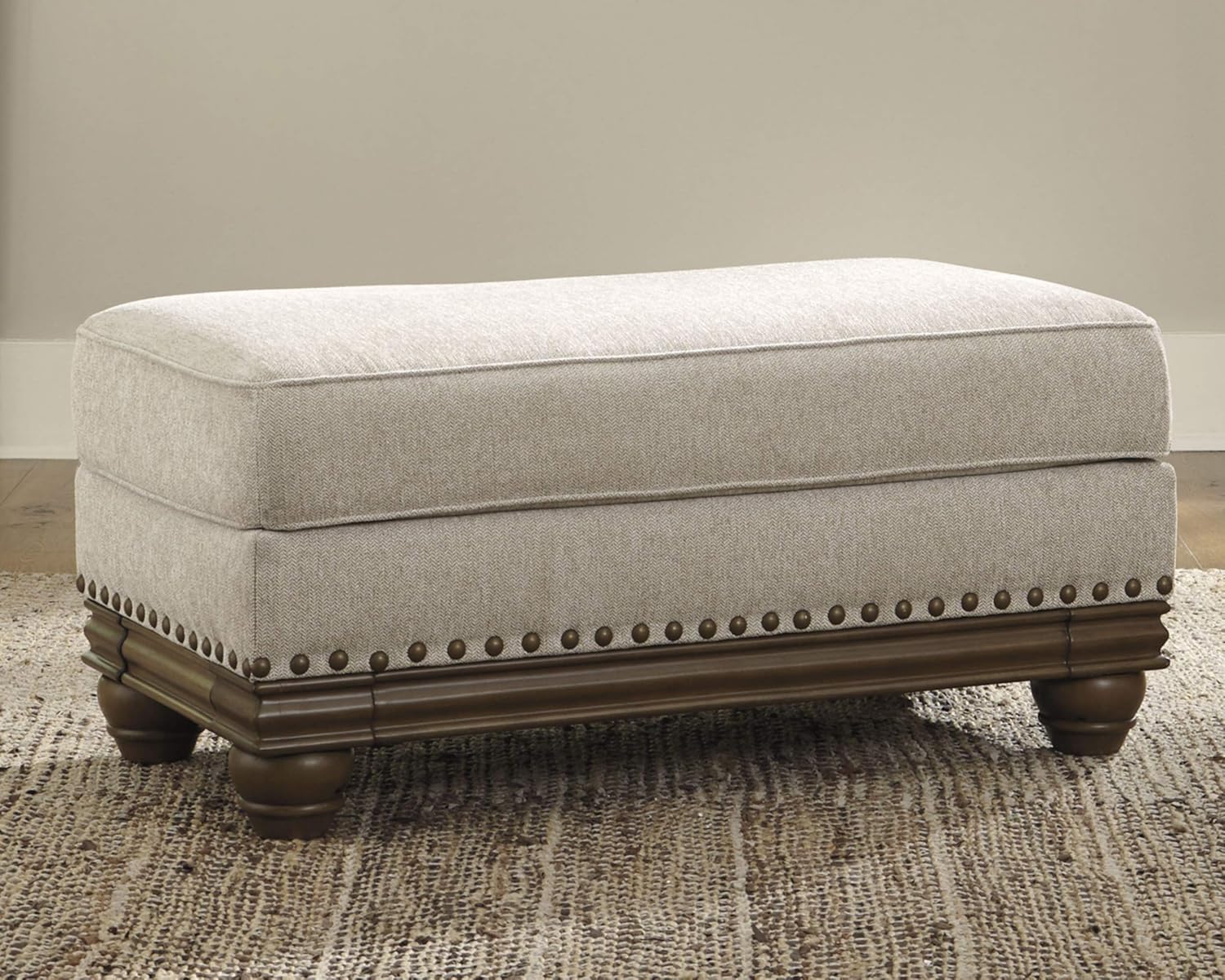 Signature Design by Ashley Harleson Modern Farmhouse Ottoman, Nailhead Trim - $200