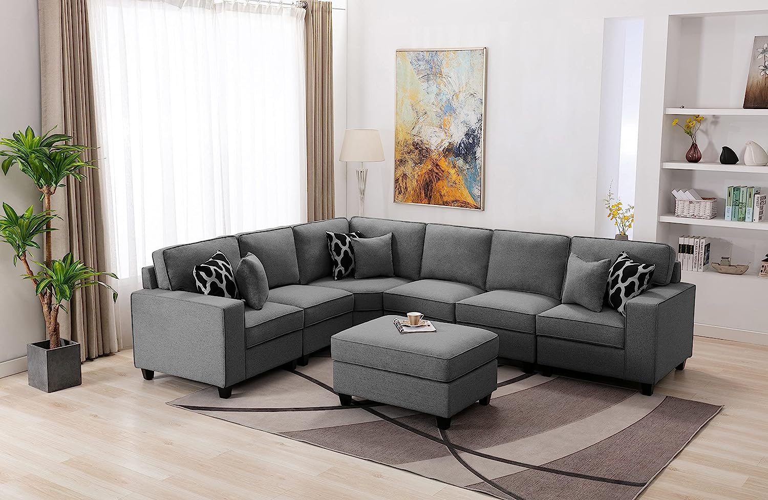 Legend Furniture Symmetrical Modular Seating with Ottoman Sofas Sectional, 124"-$2390