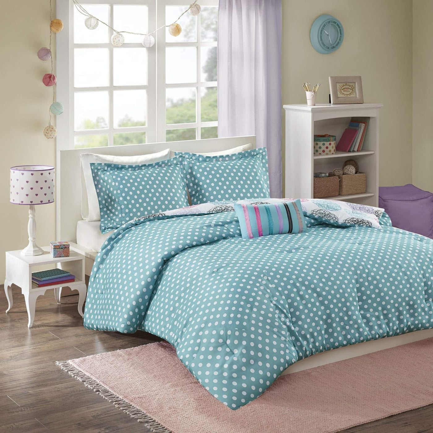 Mi Zone Carly Comforter Set, Doodled Circles Polka Dots Bed Set, Twin/Twin XL - $40