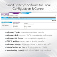 NETGEAR 28-Port PoE Gigabit Ethernet Smart Switch (GS728TP) - $210