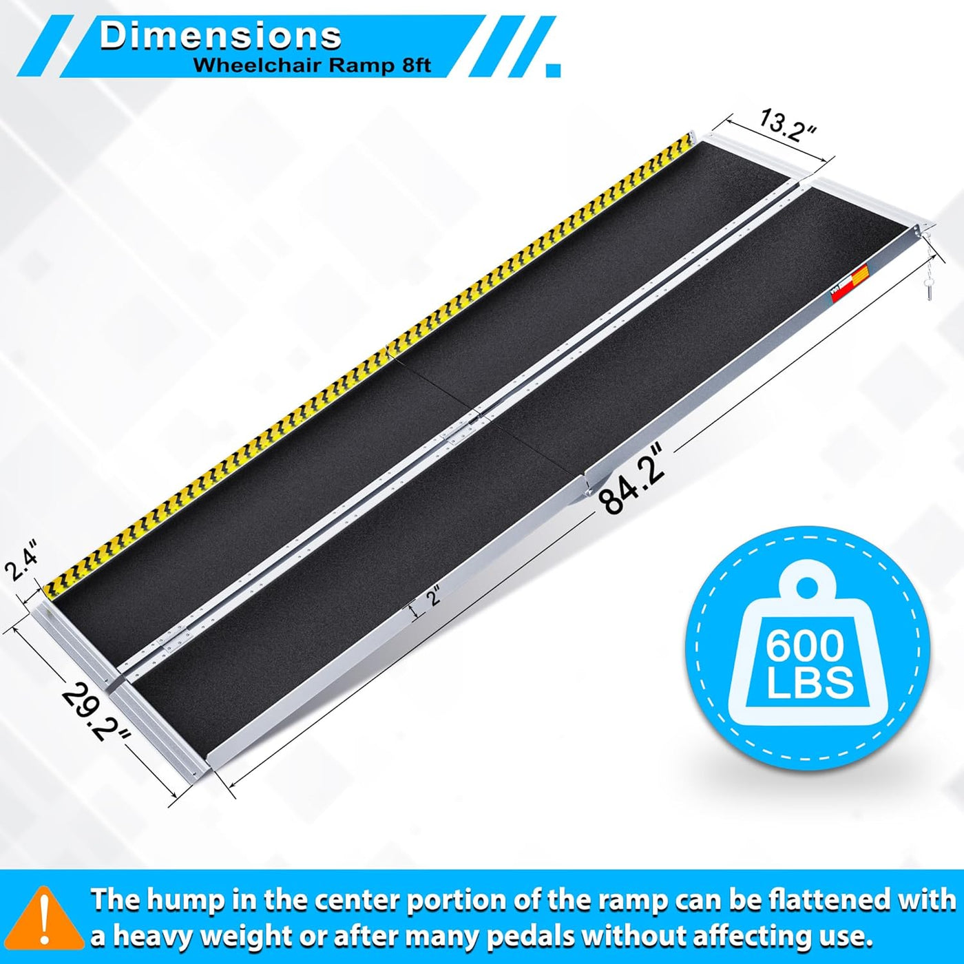 VNN Portable Wheelchair Ramp 8FT, Non-Slip Aluminum Folding Handicap Ramp - $210