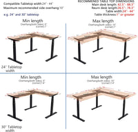 VWINDESK VJ301 L Shaped Electric Height Adjustable Standing Corner Desk Frame - $320