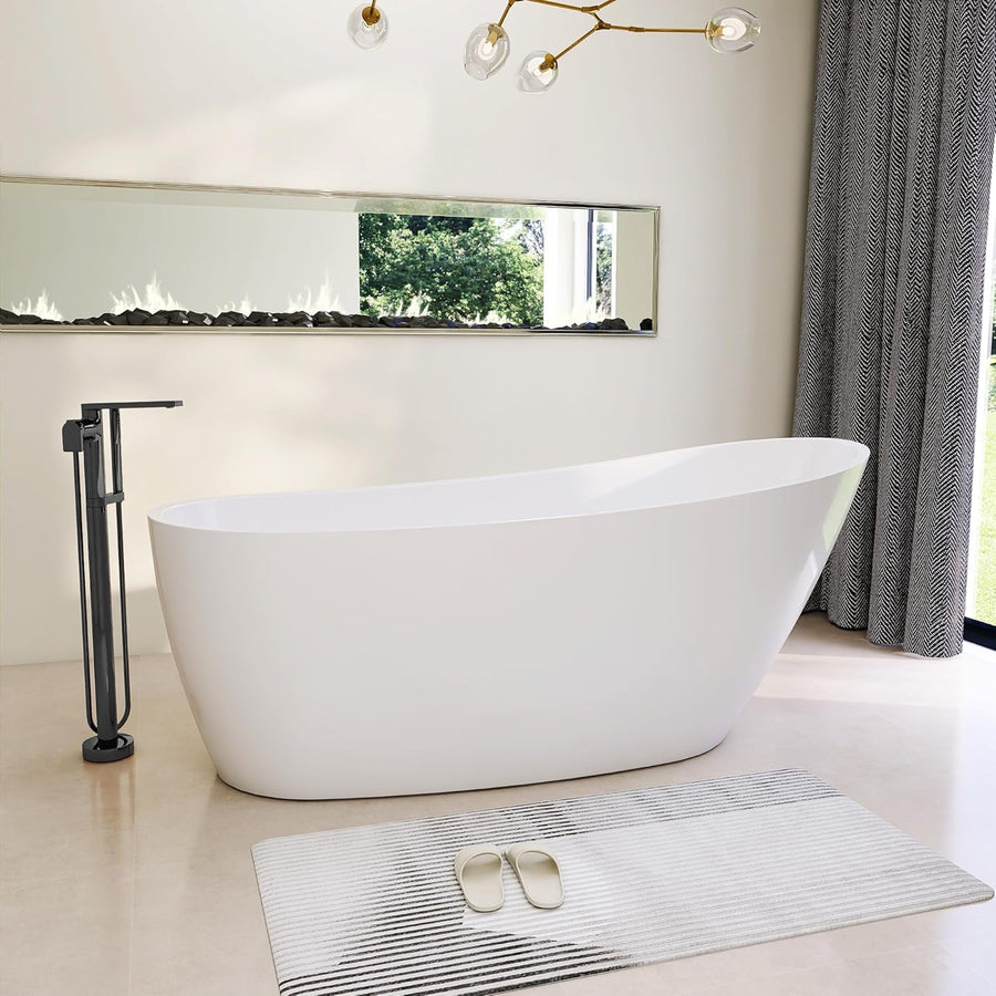 59" High-back Acrylic Freestanding Bathtub, cUPC Certified - $600