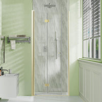 Sunrosa Frameless Bifold Shower Door, 34" W x 72" H Hinged Folding Shower Door - $210