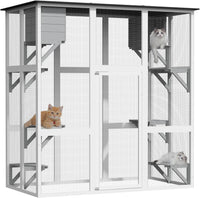 Outdoor Wooden Cat Catio - Large Solid Wood Cat Cage Playpen - $155