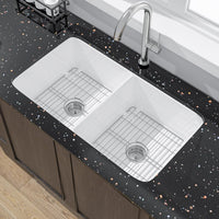 White Undermount Kitchen Sink 32 Inch - Double Bowl 50/50 Large Kitchen Sink - $170