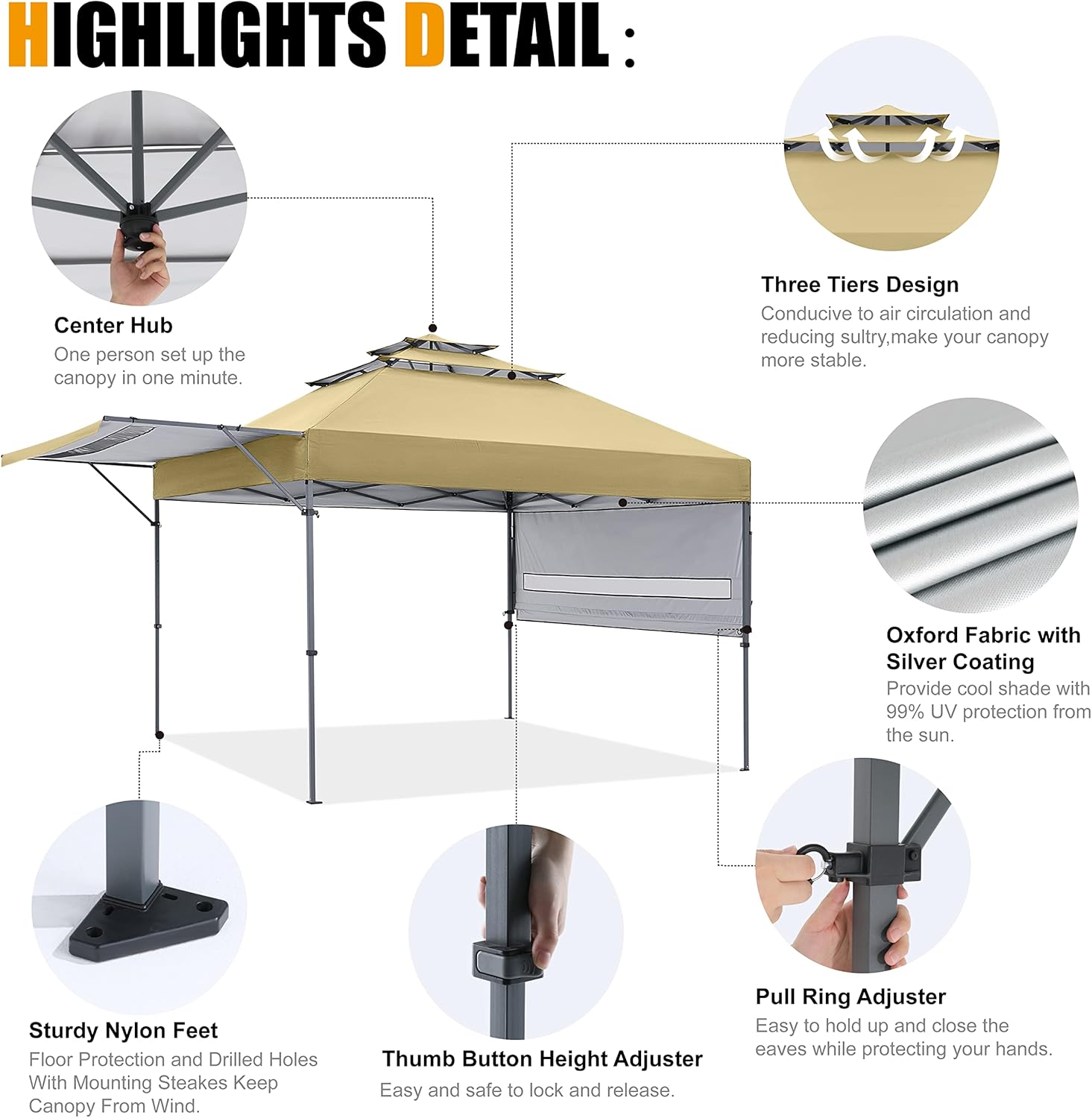 COOSHADE 10x17 Instant Canopy Tent 3-Tier Pop Up Canopy with Ventilation - $110