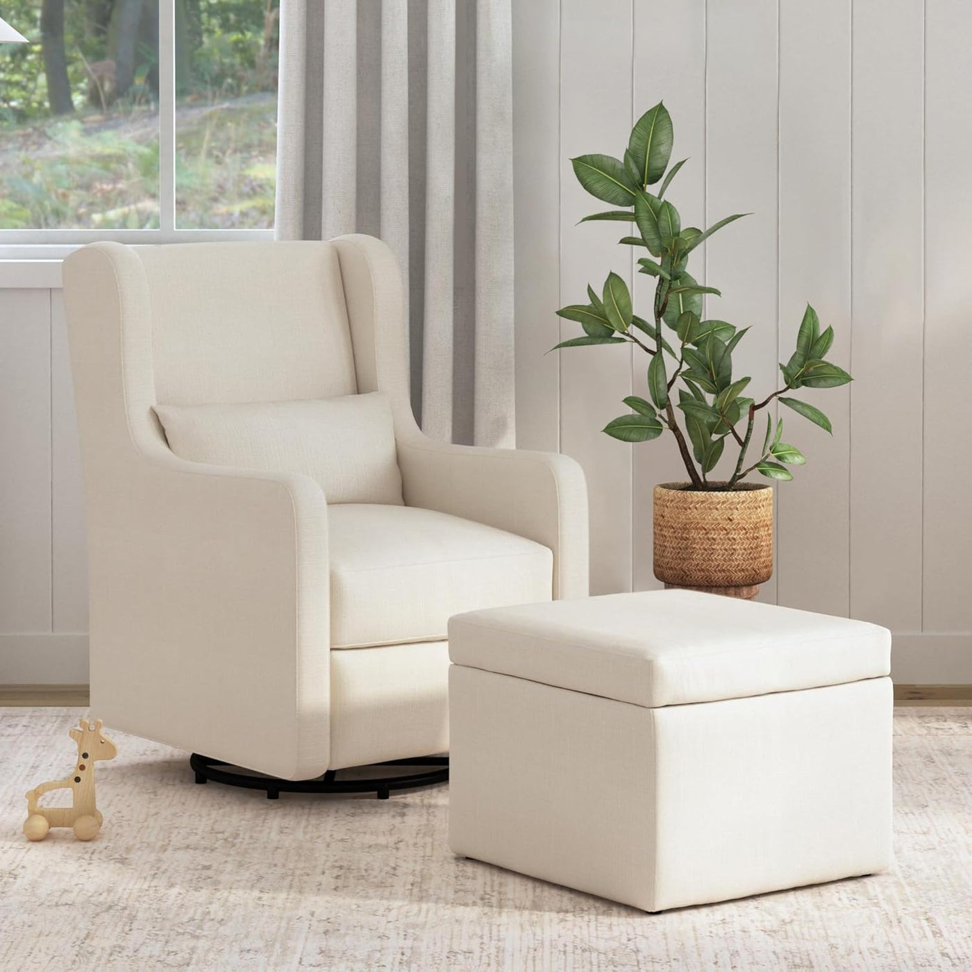 Carter's by daVinci Adrian 360° Swivel Glider Chair w/ Storage Ottoman - $300