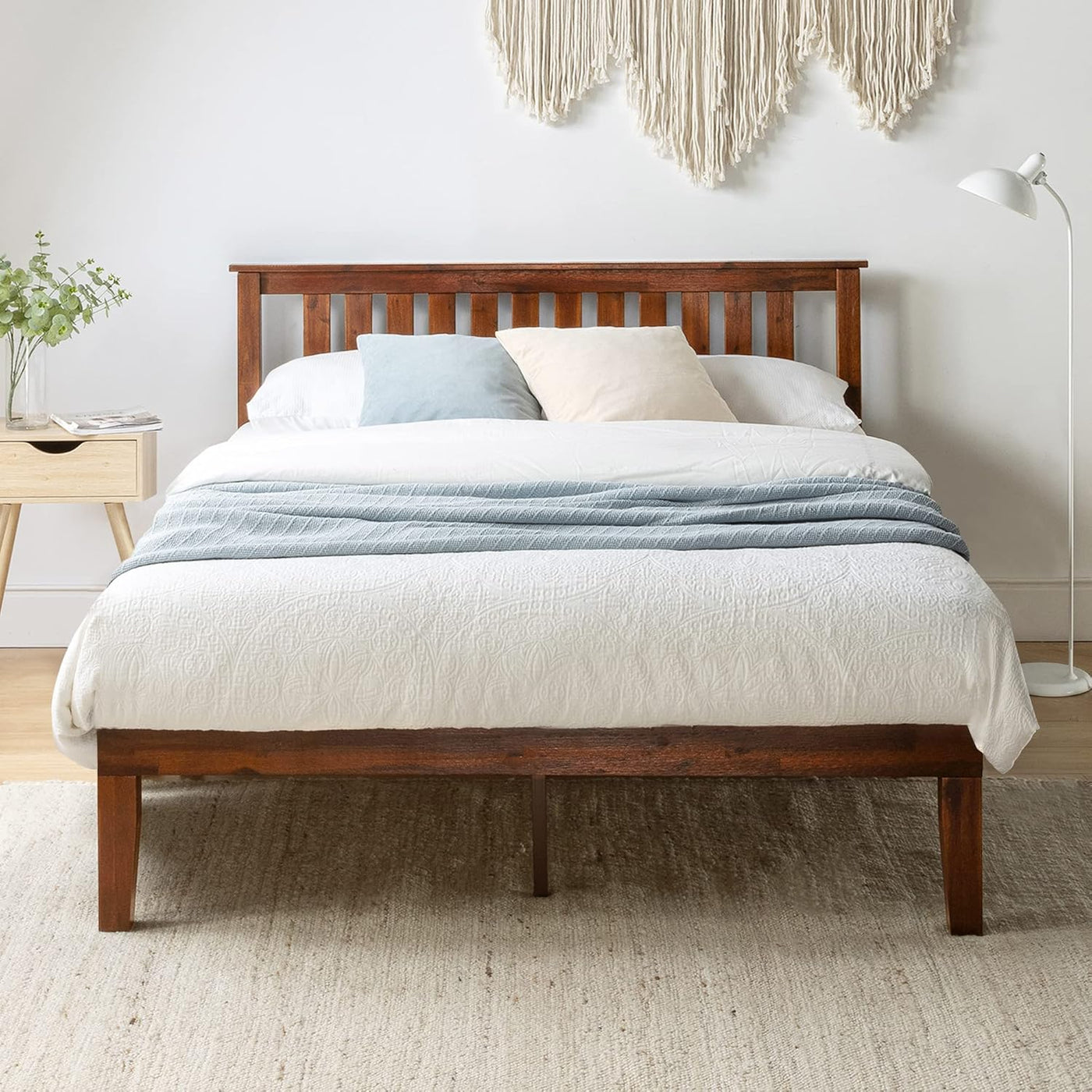 Mellow Marley 14 Inch Solid Wood Platform Bed with Paneled Headboard, King - $145