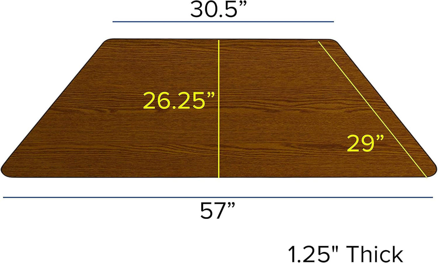 Flash Furniture Wren 29''W x 57''L Trapezoid Oak HP Laminate Activity Table - $120