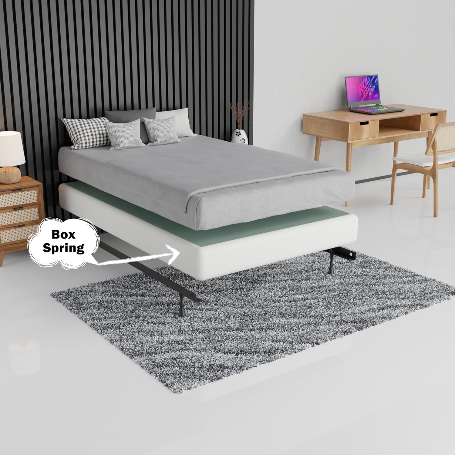 Greaton, 8-Inch Sturdy Box Spring for Mattress Support for Full, White - $115