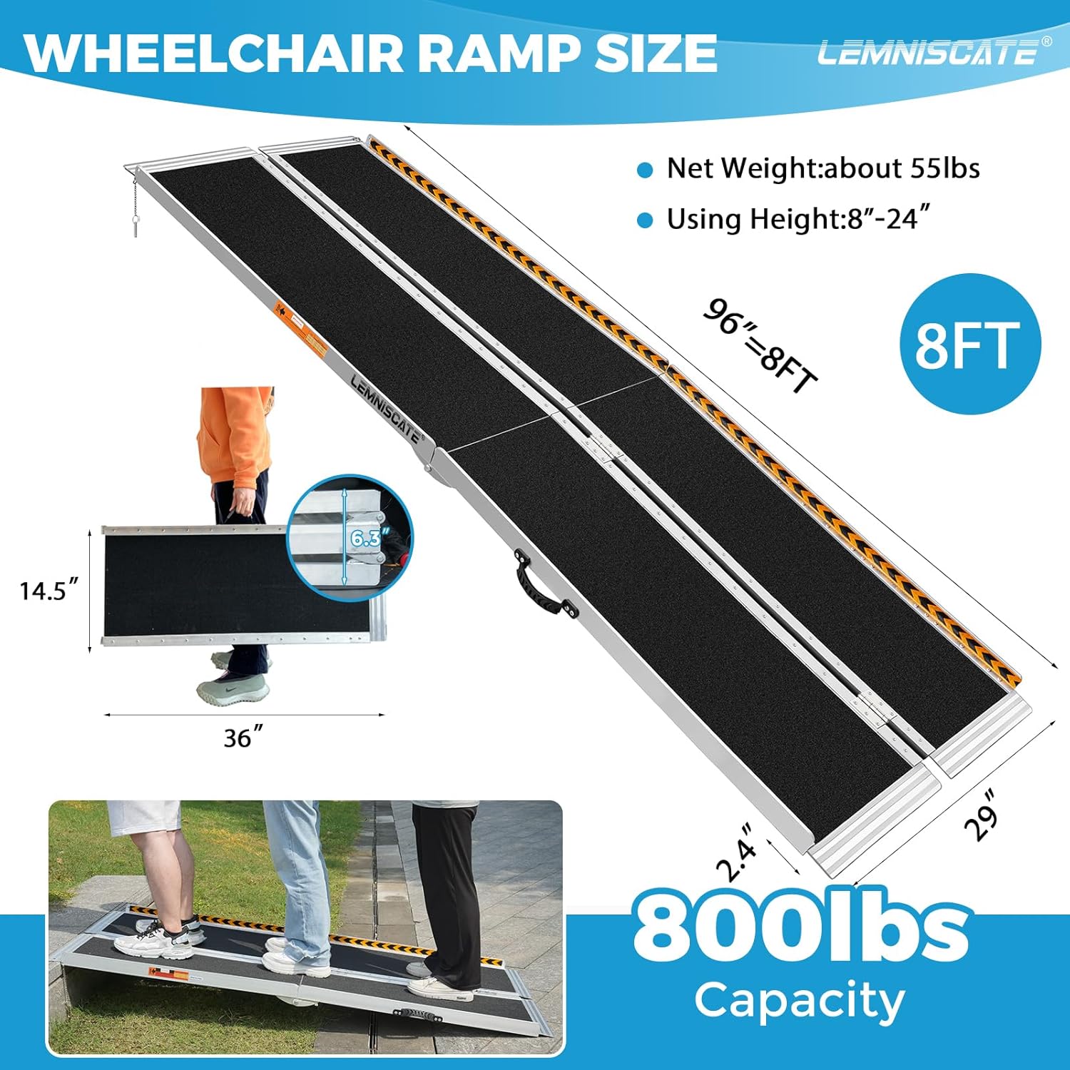 LEMNISCATE 8FT Wheelchair Ramp,96"L x 29.2"W Ramps for Wheelchairs - $195