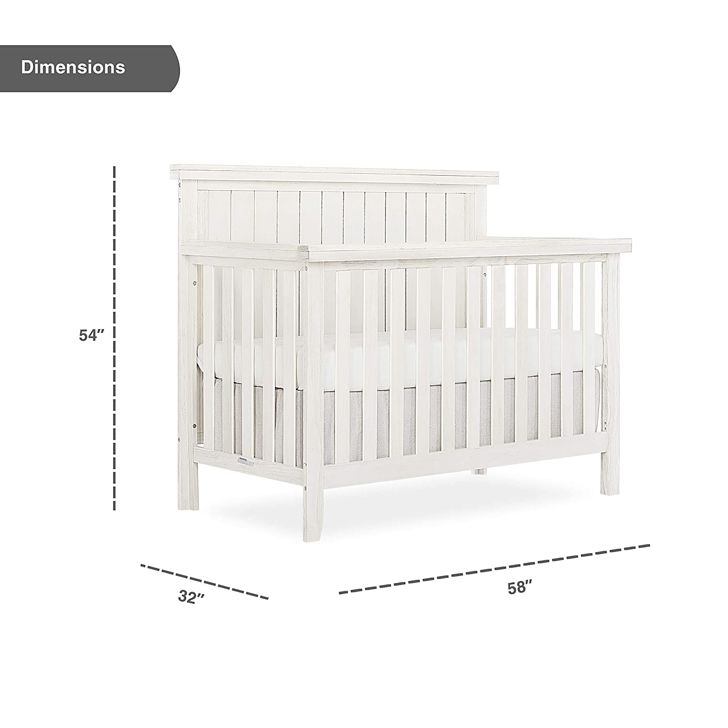 Sweetpea Baby Red Wood 4-in-1 Convertible Crib in Weathered White - $160