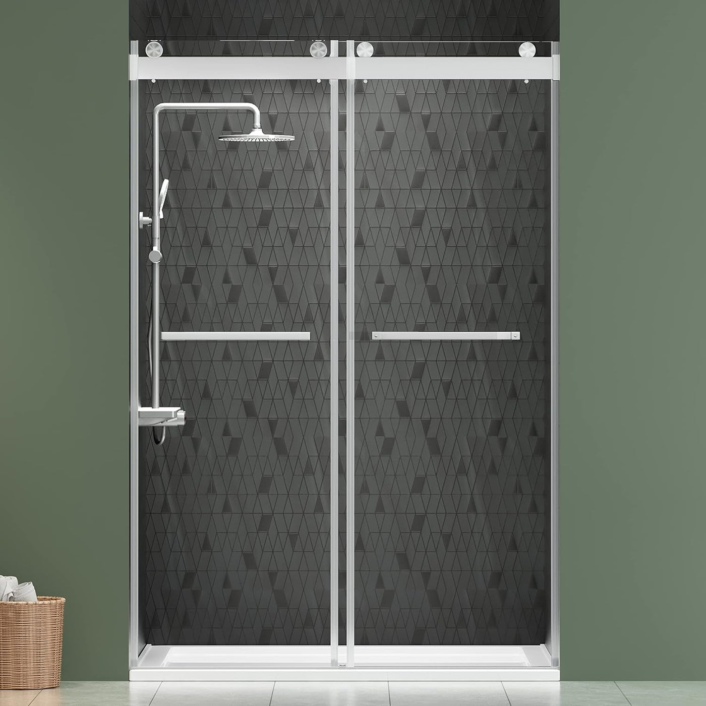 DELAVIN 48" W x 75" H Frameless Shower Door, Double Sliding Shower Door - $335