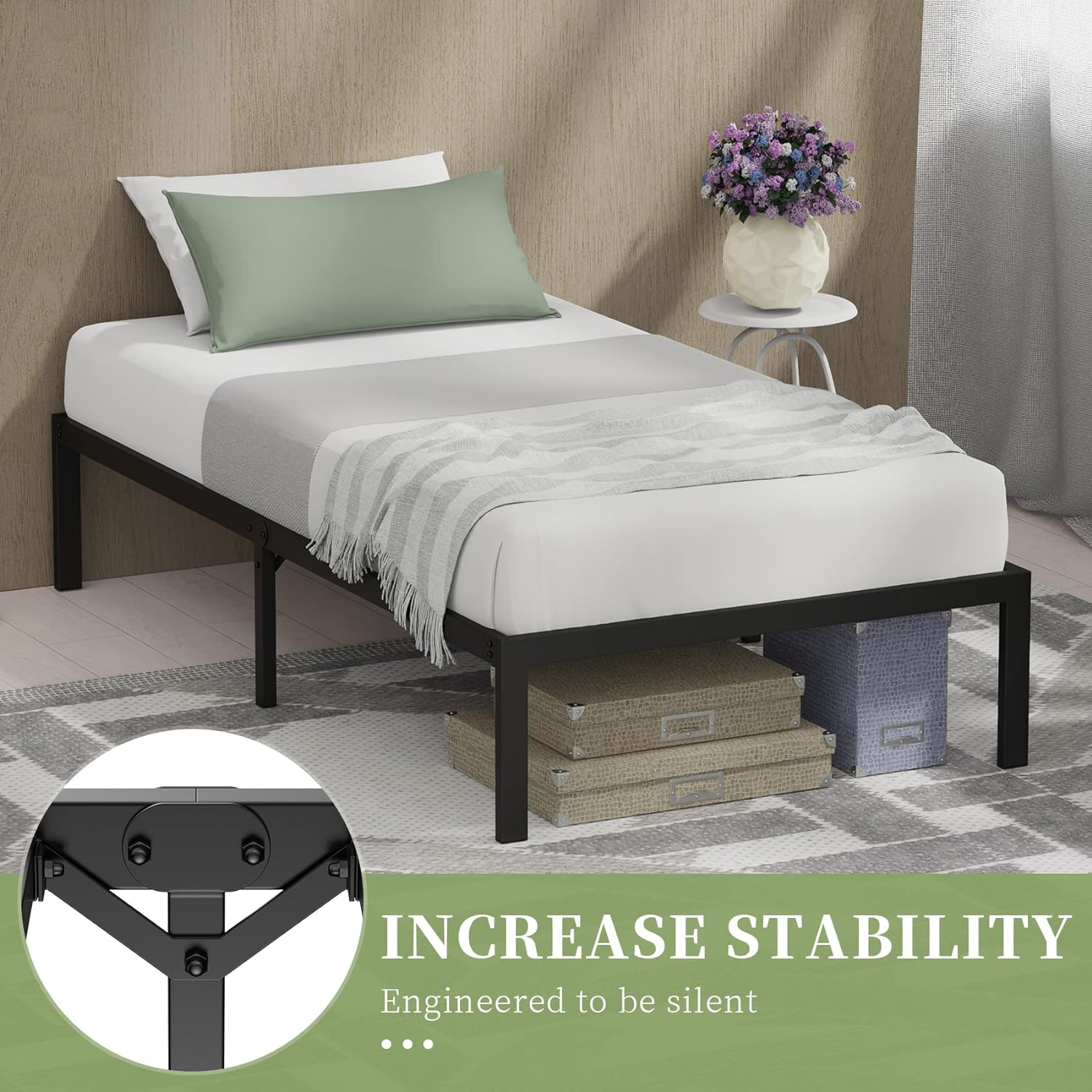 Twin Bed Frame-Durable Metal Bed Frame, Noise Free Platform Bed with Storage - $70