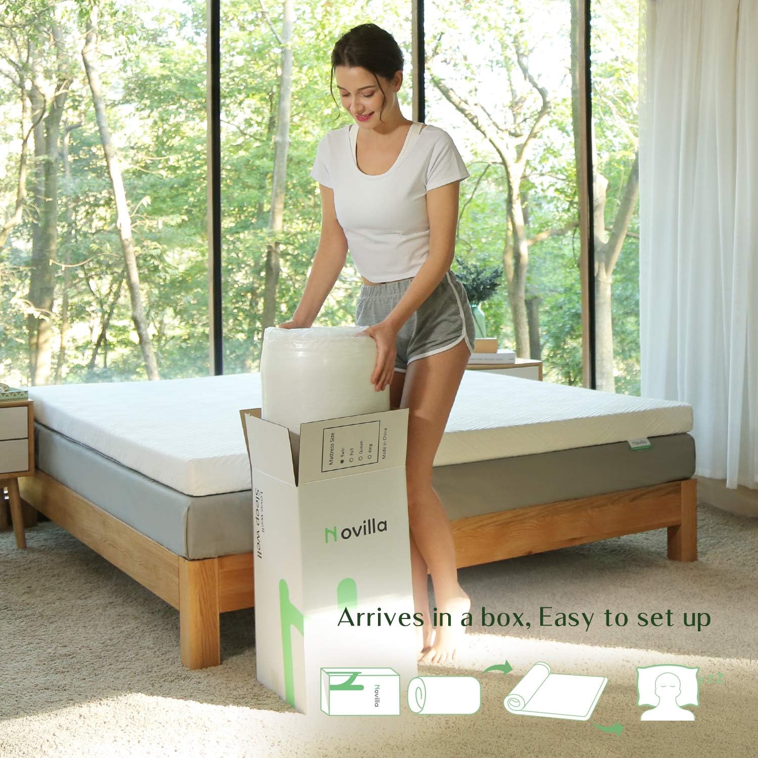 Novilla Full Size Mattress Topper, 3 Inch Dual Layer Memory Foam Mattress Topper - $75
