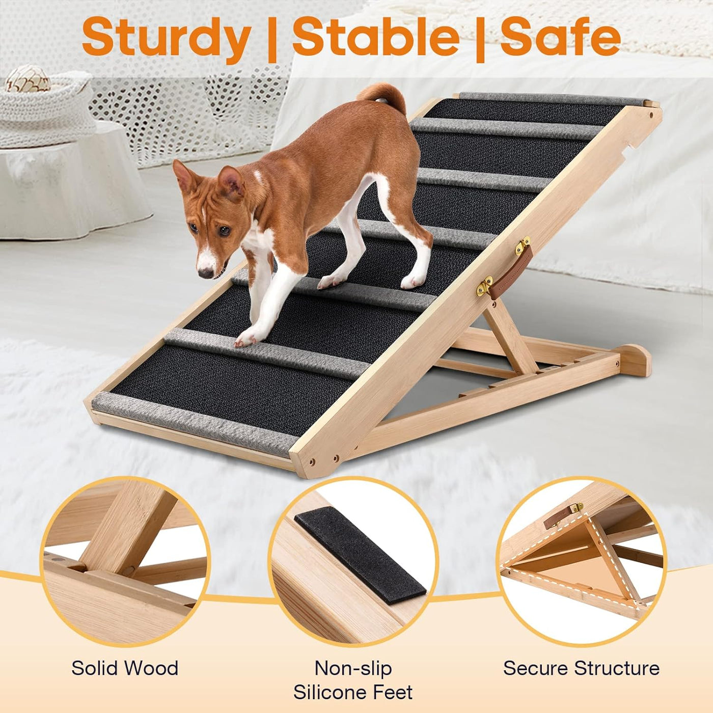 Dog Ramp for Bed - Extra Wide - Excellent Traction, Pet Ramp for Small ...