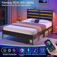 Rolanstar Bed Frame Full Size with USB Charging Station, LED Bed Frame - $100