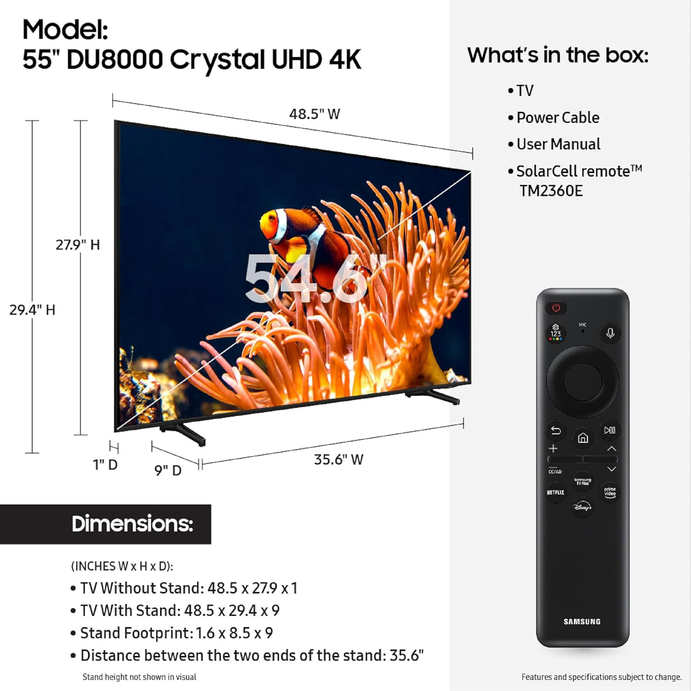 SAMSUNG 55-Inch Class 4K Crystal UHD DU8000 Series HDR Smart TV - $370