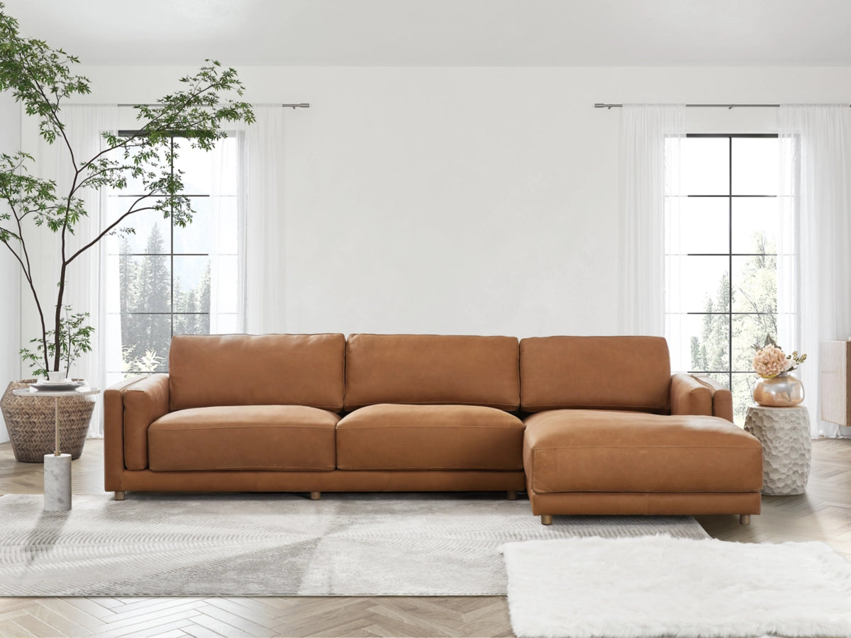 McLain 2-Piece Sectional with Chaise Cognac - $1399 · DISCOUNT BROS