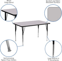 Flash Furniture Wren 30''W x 48''L Rectangular Grey Thermal Laminate Activity Table - $95