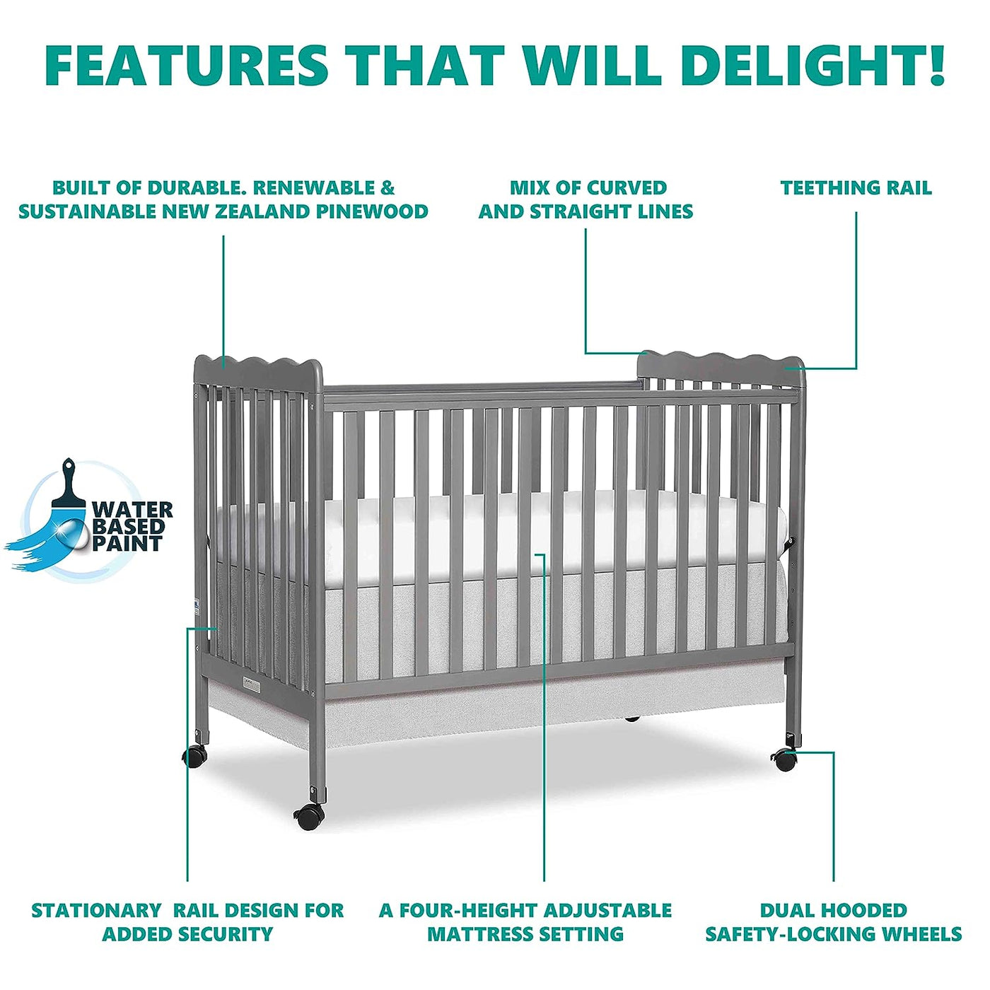 Dream On Me Carson Classic 3-in-1 Convertible Crib in Steel Grey - $120