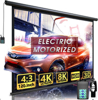 Aoxun 120" Motorized Projector Screen - Indoor and Outdoor 120 inch Electric 4:3 - $120