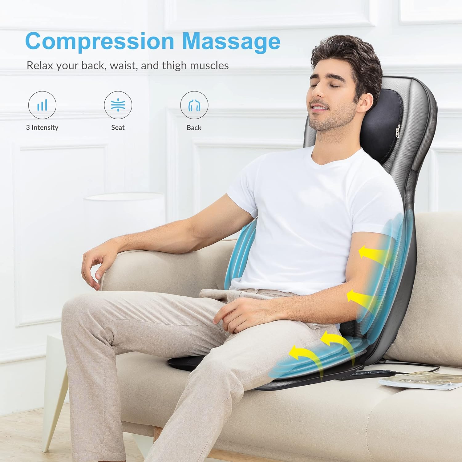 COMFIER Shiatsu Neck Back Massager with Heat, 2D ro 3D Kneading Massage Chair Pad - $120