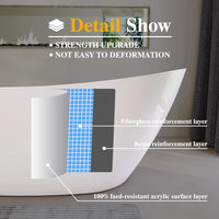 59" High-back Acrylic Freestanding Bathtub, cUPC Certified - $600