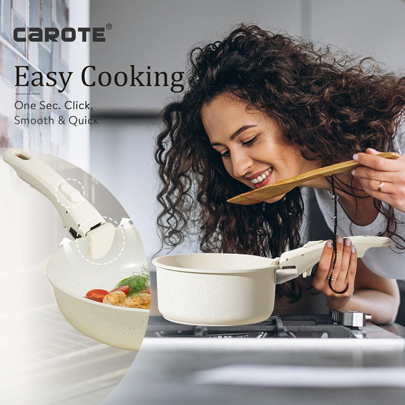 CAROTE Nonstick Cookware Sets, Oven Safe (White 5 PCS) - $30 · DISCOUNT BROS