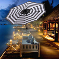 Blissun 9 ft Solar Umbrella 32 LED Lighted Patio Umbrella (Black and White) - $45