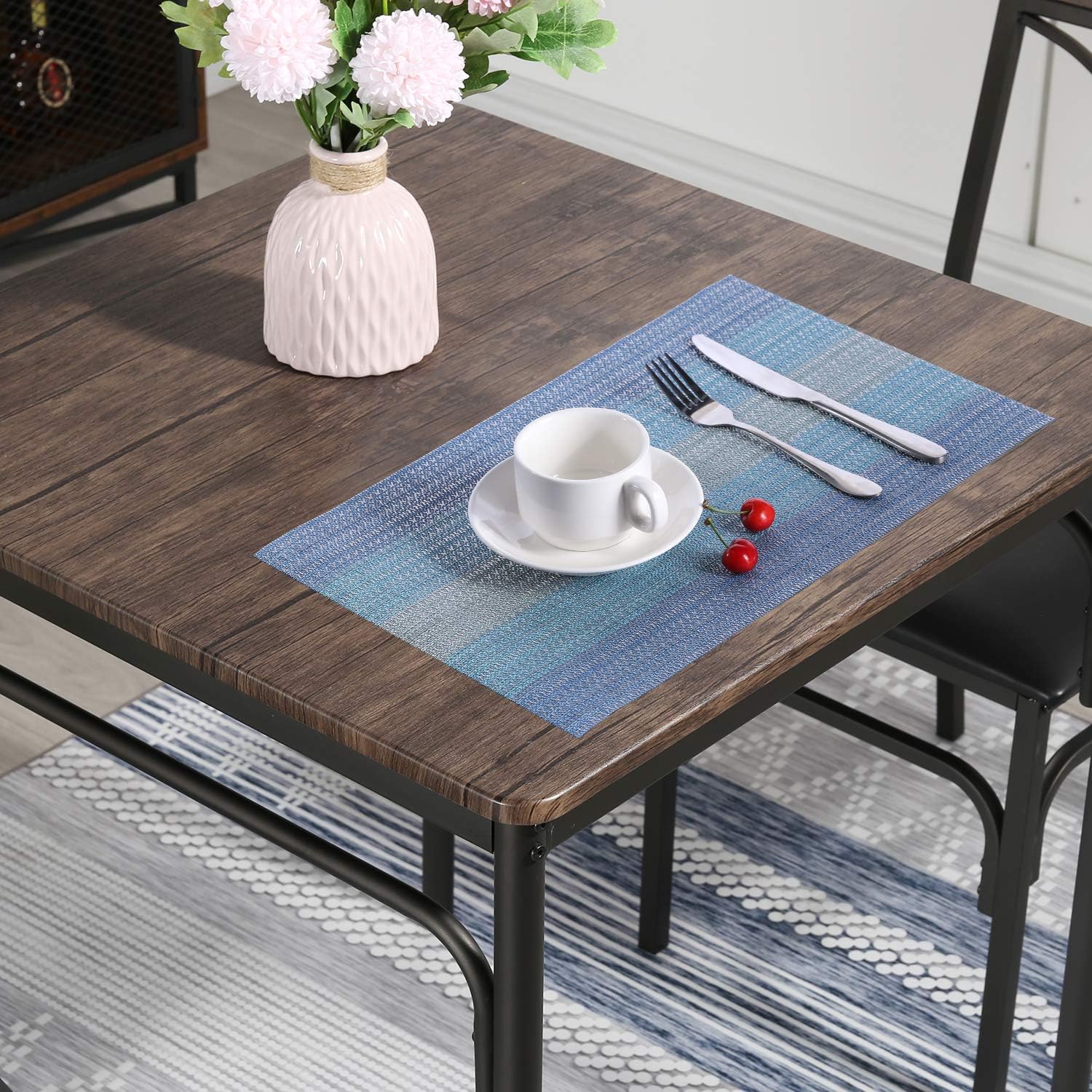 VECELO 3-Piece Dining Room Table Set with PU Padded Chairs for Kitchen - $60