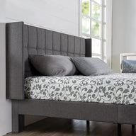 ZINUS Dori Upholstered Platform Bed Frame with Wingback Headboard, King - $165