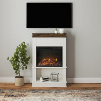 Ameriwood Home Mateo Electric Fireplace with Mantel & Open Shelf, 30", Ivory Oak - $180