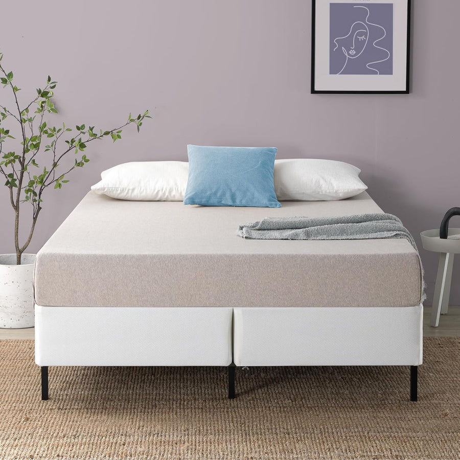 ZINUS No Assembly Metal Box Spring, 9 Inch White Mattress Foundation, Split Queen - $85