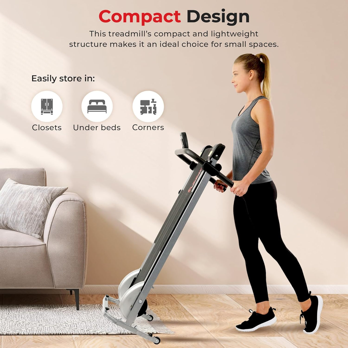 Sunny Health & Fitness Manual Walking Pad Treadmill for Home, Non-Electric - $80