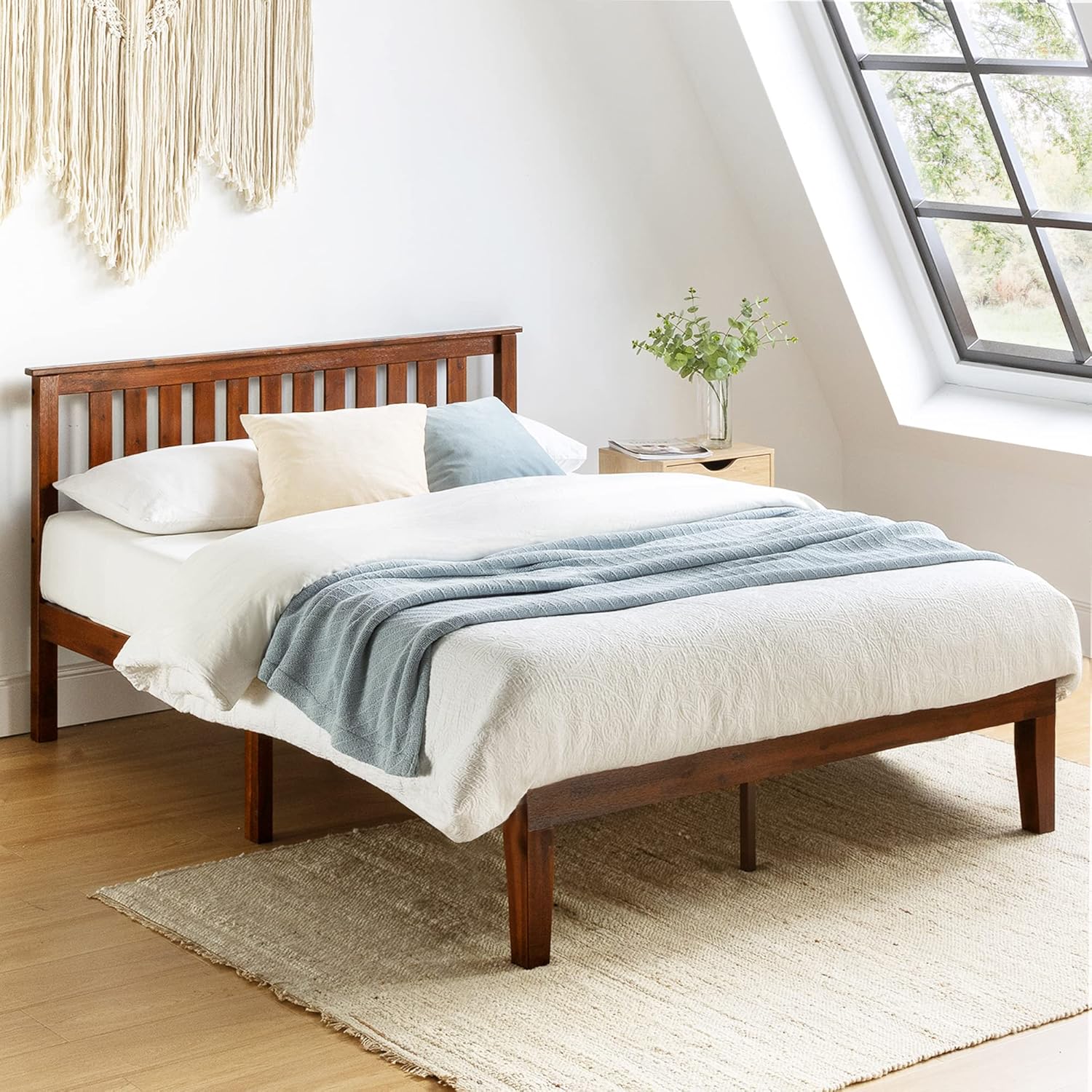 Mellow Marley 14 Inch Solid Wood Platform Bed with Paneled Headboard, King - $145