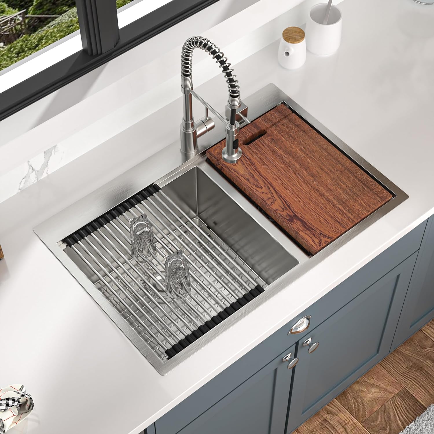 Mocoloo 33 Inch Drop In Kitchen Sink Double Bowl Workstation Kitchen Sink - $220