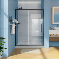 Shower Door, 60" W x 72" H Semi-Frameless Shower Glass Door(slight dent on frame) - $240