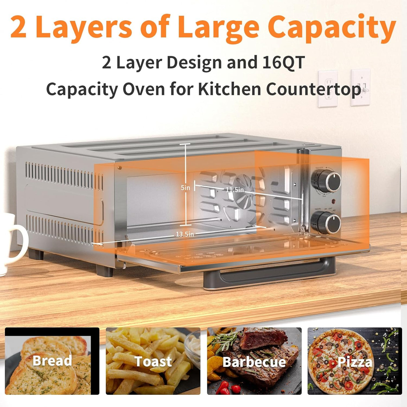 Oven Countertop, Dual Zone Toaster Oven Air Fryer Combo 29QT/28L